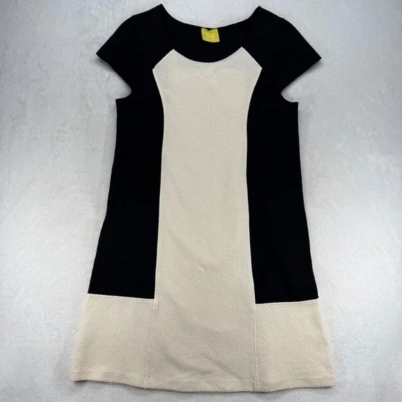 Maeve/Anthropologie Colorblock Black & Ivory Shift Dress, Size XS - Picture 3 of 6